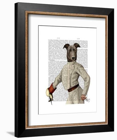 Greyhound Fencer in Cream Portrait-Fab Funky-Framed Art Print