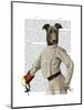 Greyhound Fencer in Cream Portrait-Fab Funky-Mounted Art Print