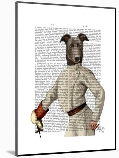 Greyhound Fencer in Cream Portrait-Fab Funky-Mounted Art Print