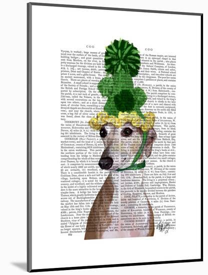 Greyhound in Green Knitted Hat-Fab Funky-Mounted Art Print