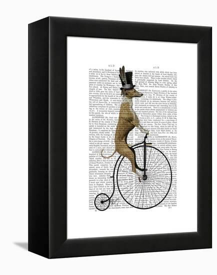 Greyhound on Black Penny Farthing Bike-Fab Funky-Framed Stretched Canvas