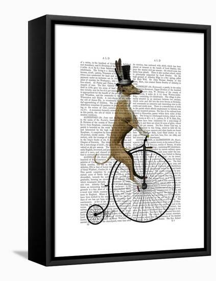 Greyhound on Black Penny Farthing Bike-Fab Funky-Framed Stretched Canvas