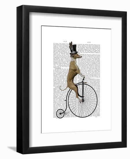 Greyhound on Black Penny Farthing Bike-Fab Funky-Framed Art Print