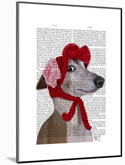 Greyhound with Red Woolly Hat-Fab Funky-Mounted Art Print