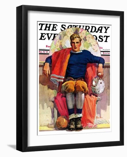 "Gridiron Great," Saturday Evening Post Cover, November 19, 1932-John E. Sheridan-Framed Giclee Print