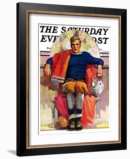 "Gridiron Great," Saturday Evening Post Cover, November 19, 1932-John E. Sheridan-Framed Giclee Print