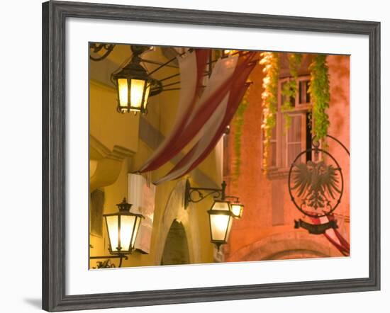 Griechengasse Cafe at Night, Vienna, Austria-Walter Bibikow-Framed Photographic Print