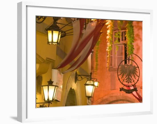 Griechengasse Cafe at Night, Vienna, Austria-Walter Bibikow-Framed Photographic Print