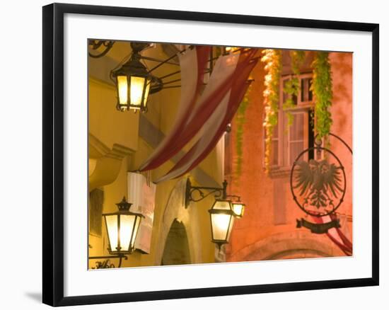 Griechengasse Cafe at Night, Vienna, Austria-Walter Bibikow-Framed Photographic Print