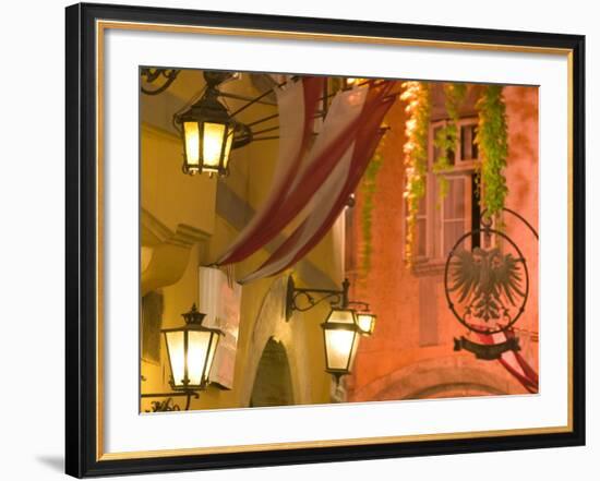 Griechengasse Cafe at Night, Vienna, Austria-Walter Bibikow-Framed Photographic Print