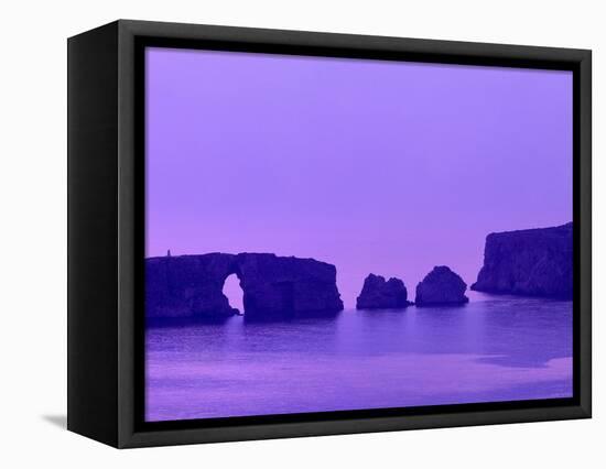 Griechenland, Peloponnes, Bucht , Von Navarino, Felsen, Abendstimmung, Halbinsel-Thonig-Framed Premier Image Canvas