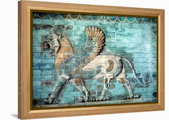 Griffin-Lion Relief in Glazed Brickwork, Achaemenid Period, Ancient Persia, 530-330 Bc-null-Framed Premier Image Canvas