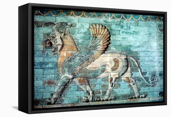 Griffin-Lion Relief in Glazed Brickwork, Achaemenid Period, Ancient Persia, 530-330 Bc-null-Framed Premier Image Canvas