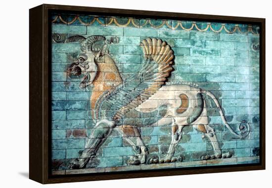 Griffin-Lion Relief in Glazed Brickwork, Achaemenid Period, Ancient Persia, 530-330 Bc-null-Framed Premier Image Canvas