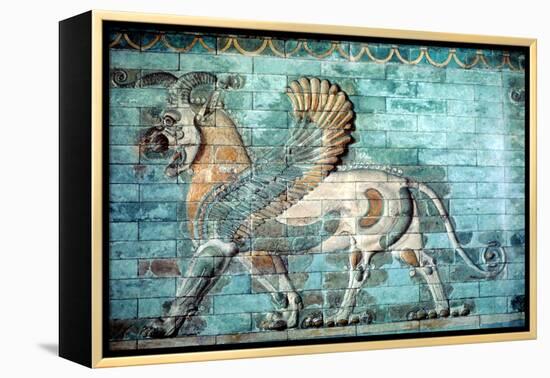 Griffin-Lion Relief in Glazed Brickwork, Achaemenid Period, Ancient Persia, 530-330 Bc-null-Framed Premier Image Canvas