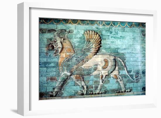 Griffin-Lion Relief in Glazed Brickwork, Achaemenid Period, Ancient Persia, 530-330 Bc-null-Framed Premium Photographic Print