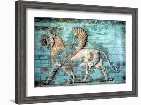 Griffin-Lion Relief in Glazed Brickwork, Achaemenid Period, Ancient Persia, 530-330 Bc-null-Framed Photographic Print