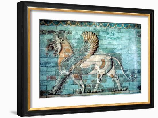 Griffin-Lion Relief in Glazed Brickwork, Achaemenid Period, Ancient Persia, 530-330 Bc-null-Framed Photographic Print