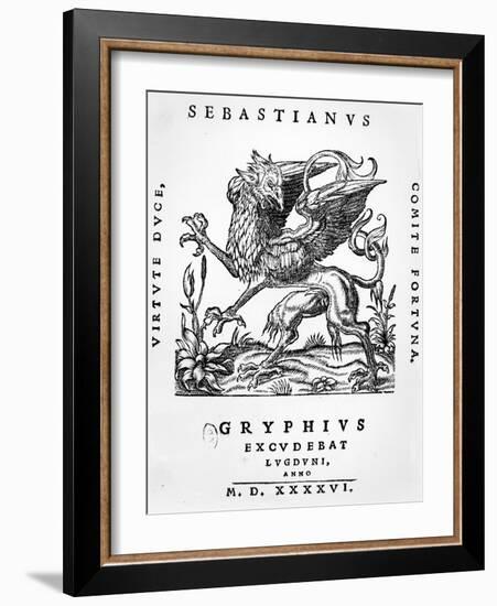 Griffin Printer's Emblem of Sebastianus Gryphius, Lyon, 1546 (Woodcut)-French-Framed Giclee Print