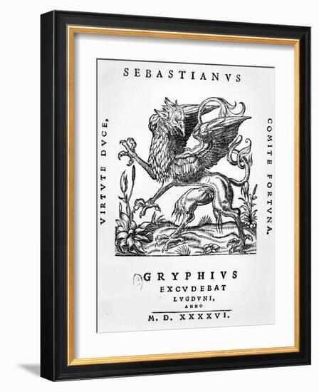 Griffin Printer's Emblem of Sebastianus Gryphius, Lyon, 1546 (Woodcut)-French-Framed Giclee Print
