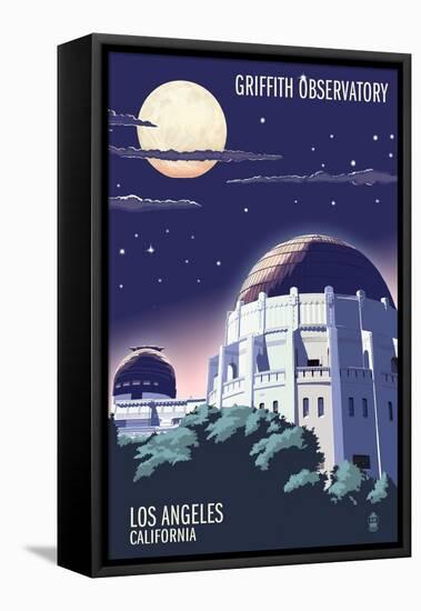 Griffith Observatory at Night - Los Angeles, California-Lantern Press-Framed Stretched Canvas