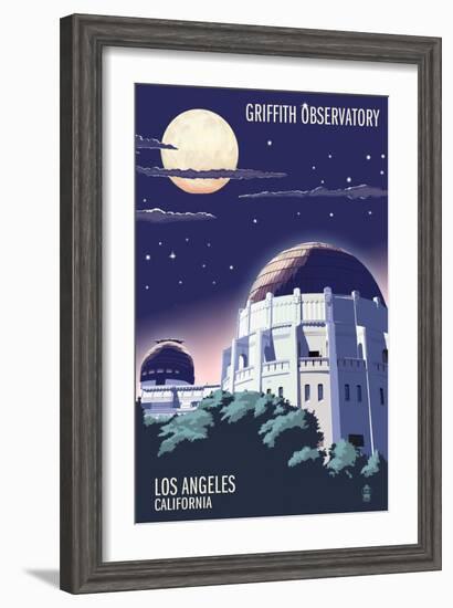 Griffith Observatory at Night - Los Angeles, California-Lantern Press-Framed Art Print