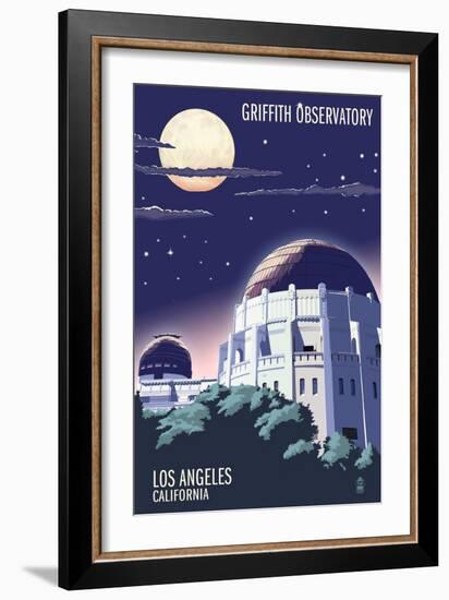 Griffith Observatory at Night - Los Angeles, California-Lantern Press-Framed Art Print