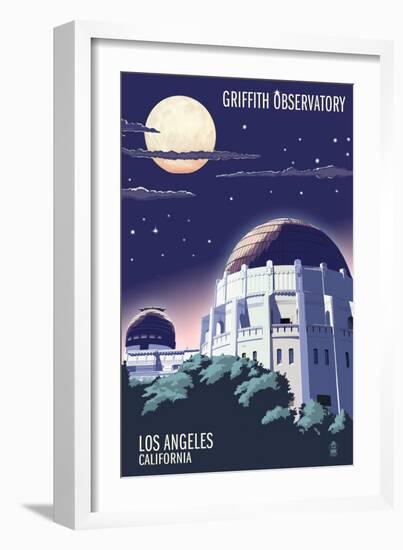 Griffith Observatory at Night - Los Angeles, California-Lantern Press-Framed Art Print