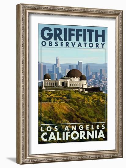 Griffith Observatory Day Scene - Los Angeles, California-Lantern Press-Framed Art Print