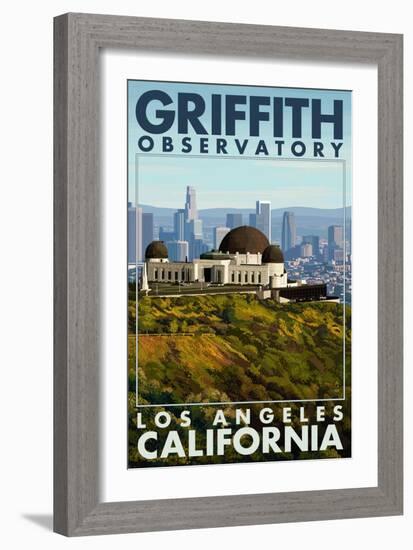 Griffith Observatory Day Scene - Los Angeles, California-Lantern Press-Framed Art Print