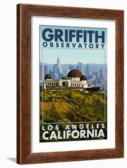 Griffith Observatory Day Scene - Los Angeles, California-Lantern Press-Framed Art Print