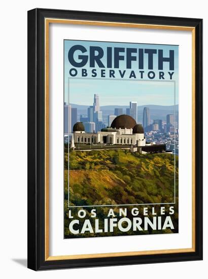 Griffith Observatory Day Scene - Los Angeles, California-Lantern Press-Framed Art Print