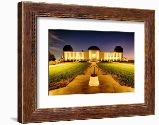 Griffith Obsewrvatory Lit Up At Night, Los Angeles, California-George Oze-Framed Photographic Print