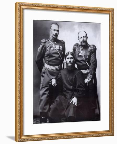 Grigori Rasputin, General Count Mikhail Putyatin and Colonel Dmitriy Lotman, 1904-1905-Karl Karlovich Bulla-Framed Photographic Print