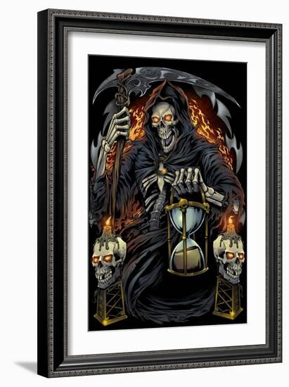 Grim Reaper With Hourglass-FlyLand Designs-Framed Giclee Print