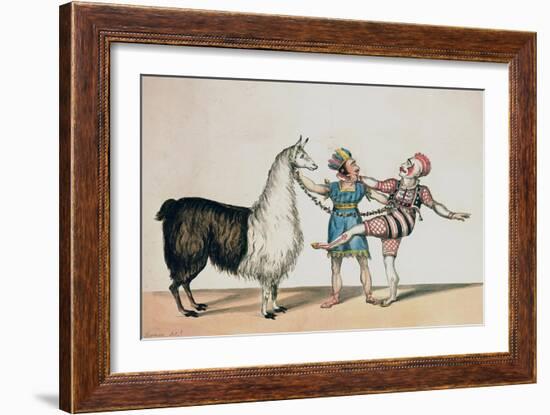 Grimaldi and the Alpaca, in the Popular Pantomime of the Red Dwarf, Published 1813 in London-John Norman-Framed Giclee Print