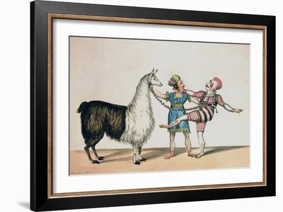 Grimaldi and the Alpaca, in the Popular Pantomime of the Red Dwarf, Published 1813 in London-John Norman-Framed Giclee Print