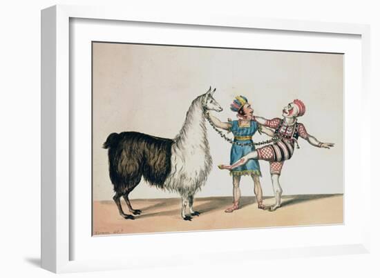 Grimaldi and the Alpaca, in the Popular Pantomime of the Red Dwarf, Published 1813 in London-John Norman-Framed Giclee Print