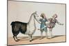 Grimaldi and the Alpaca, in the Popular Pantomime of the Red Dwarf, Published 1813 in London-John Norman-Mounted Giclee Print