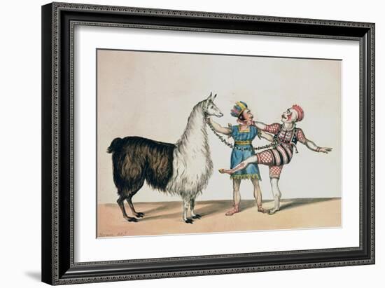 Grimaldi and the Alpaca, in the Popular Pantomime of the Red Dwarf, Published 1813 in London-John Norman-Framed Giclee Print