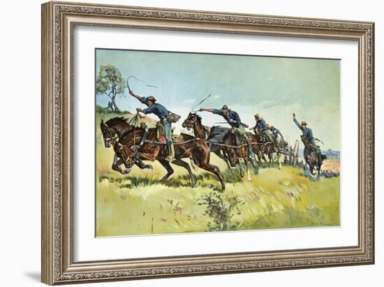 Grimes's Battery Going Up El Pozo Hill-Frederic Sackrider Remington-Framed Giclee Print