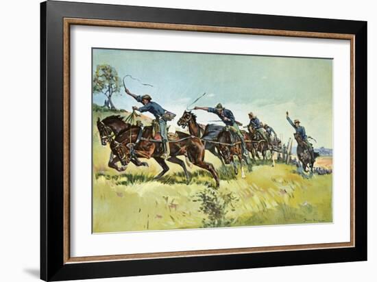 Grimes's Battery Going Up El Pozo Hill-Frederic Sackrider Remington-Framed Giclee Print