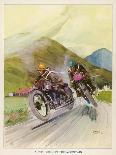 Two Competitors in the Tourist Trophy Race Fight It out Amid the Hills of the Isle of Man-Grimes-Mounted Photographic Print