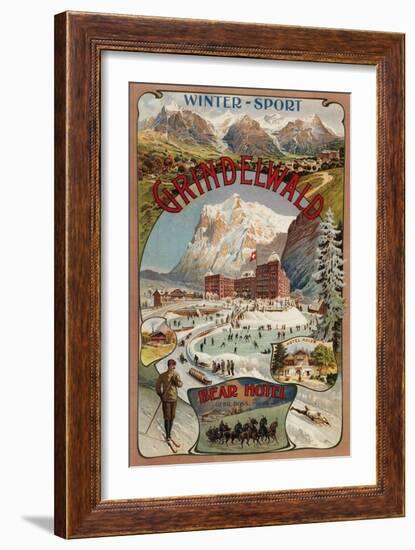 Grindelwald, Switzerland - View of the Bear Hotel Promotional Poster-Lantern Press-Framed Art Print
