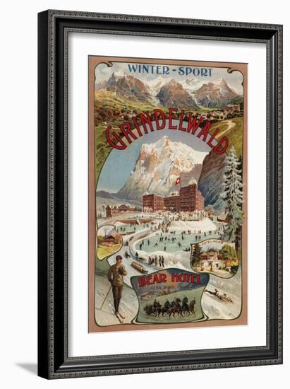 Grindelwald, Switzerland - View of the Bear Hotel Promotional Poster-Lantern Press-Framed Art Print