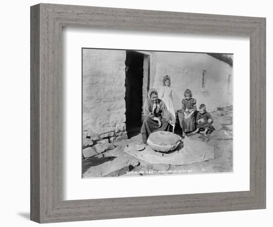 Grinding Grain in a Quern, Inishmurray, County Sligo, 1900-Robert John Welch-Framed Giclee Print