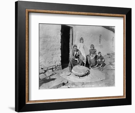 Grinding Grain in a Quern, Inishmurray, County Sligo, 1900-Robert John Welch-Framed Giclee Print