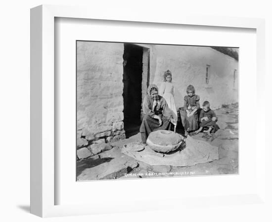 Grinding Grain in a Quern, Inishmurray, County Sligo, 1900-Robert John Welch-Framed Giclee Print