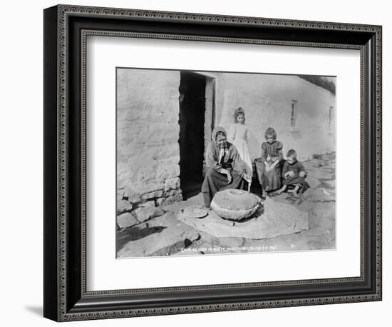 Grinding Grain in a Quern, Inishmurray, County Sligo, 1900-Robert John Welch-Framed Giclee Print