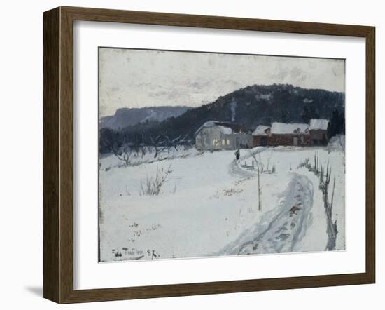 Grini, Upper Maja Farm, 1887 oil on board-Fritz Thaulow-Framed Giclee Print